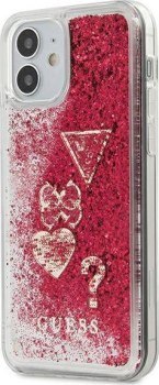 Guess Liquid Glitter Charms do iPhone 12 Mini (malinowy)