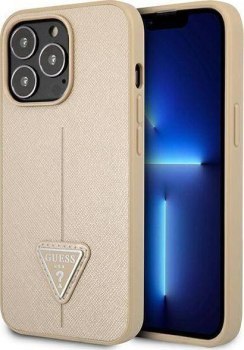 Guess Saffiano Triangle Logo Case do iPhone 13 Pro (beżowy)