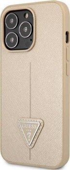 Guess Saffiano Triangle Logo Case do iPhone 13 Pro (beżowy)