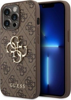 Guess 4G Big Metal Logo iPhone 14 Pro Max brązowy