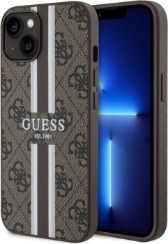 Guess 4G Printed Stripes MagSafe - Etui iPhone 14 Plus (Brązowy)