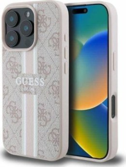 Guess 4G Printed Stripes MagSafe do iPhone 16 Pro różowy