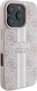 Guess 4G Printed Stripes MagSafe do iPhone 16 różowy