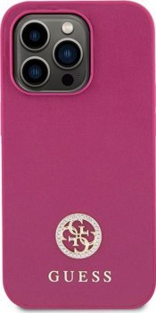 Guess 4G Strass Metal Logo - Etui iPhone 15 Pro Max (różowy)