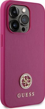 Guess 4G Strass Metal Logo - Etui iPhone 15 Pro Max (różowy)