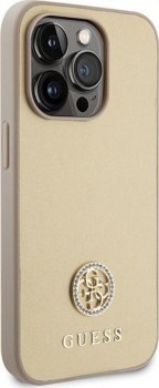 Guess 4G Strass Metal Logo - Etui iPhone 15 Pro Max (złoty)