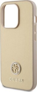 Guess 4G Strass Metal Logo - Etui iPhone 15 Pro Max (złoty)