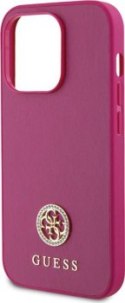 Guess 4G Strass Metal Logo - Etui iPhone 15 Pro (różowy)