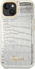 Guess Croco Collection do iPhone 14 Plus (srebrny)