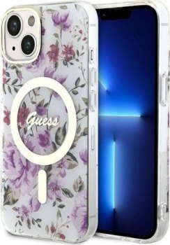 Guess Flower MagSafe - Etui iPhone 14 Plus (Przezroczysty)