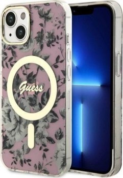 Guess Flower MagSafe - Etui iPhone 14 Plus (Różowy)