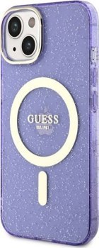 Guess Glitter Gold MagSafe - Etui iPhone 14 Plus (Purpurowy)