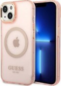 Guess Gold Outline Translucent MagSafe do iPhone 14 Plus (różowy)