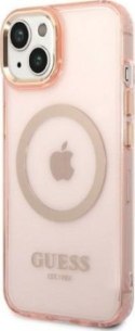 Guess Gold Outline Translucent MagSafe do iPhone 14 Plus (różowy)