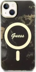 Guess Golden Marble MagSafe - Etui iPhone 14 Plus (Czarny)