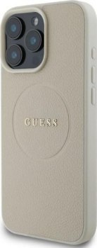 Guess Grained Ring MagSafe do iPhone 16 Pro Max beżowy