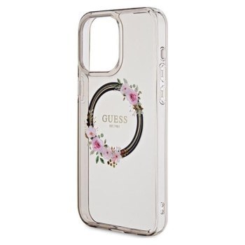 Guess IML Flowers Wreath MagSafe - Etui iPhone 15 Pro Max (czarny)