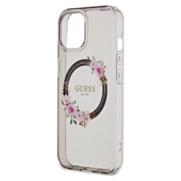 Guess IML Flowers Wreath MagSafe - Etui iPhone 15 (czarny)