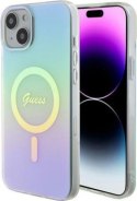 Guess IML Iridescent MagSafe - Etui iPhone 15 Plus (turkusowy)