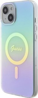 Guess IML Iridescent MagSafe - Etui iPhone 15 Plus (turkusowy)