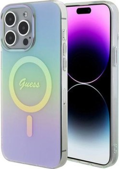 Guess IML Iridescent MagSafe - Etui iPhone 15 Pro Max (turkusowy)