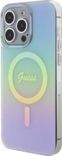 Guess IML Iridescent MagSafe - Etui iPhone 15 Pro Max (turkusowy)