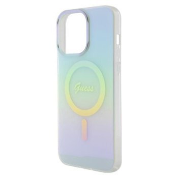 Guess IML Iridescent MagSafe - Etui iPhone 15 Pro (turkusowy)