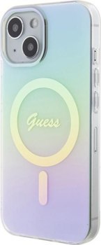 Guess IML Iridescent MagSafe - Etui iPhone 15 (turkusowy)