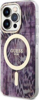 Guess Leopard MagSafe - Etui iPhone 14 Pro (Różowy)