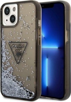 Guess Liquid Glitter Triangle Logo Case do iPhone 14 Plus (czarny)