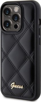 Guess Quilted Metal Logo - Etui iPhone 15 Pro (czarny)