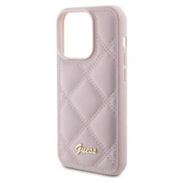 Guess Quilted Metal Logo - Etui iPhone 15 Pro (różowy)