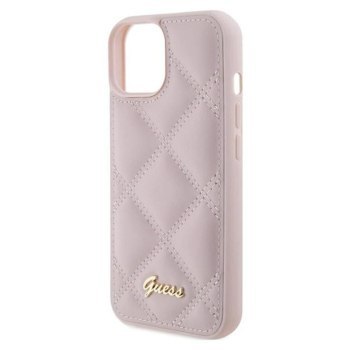 Guess Quilted Metal Logo - Etui iPhone 15 (różowy)