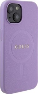 Guess Saffiano MagSafe - Etui iPhone 15 (fioletowy)