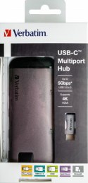 VERBATIM MULTIPORT USB-C 3.1, 3X USB 3.0, HDMI 4K, RJ45, SD/MICRO SD 49142