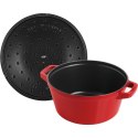 Zestaw 3 naczyń żeliwnych z pokrywką STAUB 40508-387-0 - czerwony 24 cm