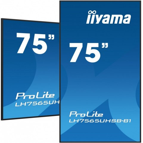 IIYAMA Monitor 75 cali LH7565UHSB-B1, 24/7, IPS, ANDROID 11, 4K, 800cd, iiSignage2, SDM, 2x HDMI, DP, 2x USB,2x 10W, RJ45, WiFi, 4/32GB