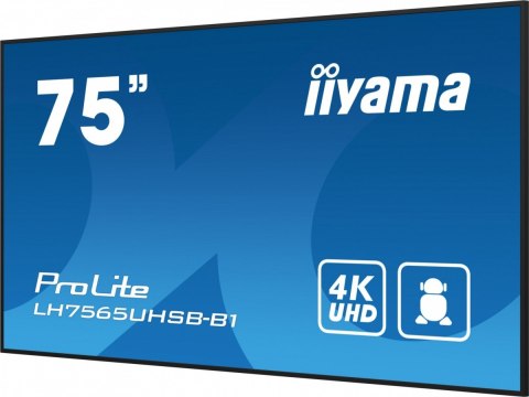 IIYAMA Monitor 75 cali LH7565UHSB-B1, 24/7, IPS, ANDROID 11, 4K, 800cd, iiSignage2, SDM, 2x HDMI, DP, 2x USB,2x 10W, RJ45, WiFi, 4/32GB