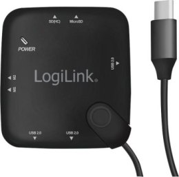 LogiLink 3-portowy USB-C z czytnikiem kart OTG