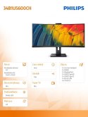 Philips Monitor 34 cale 34B1U5600CH Curved VA HDMI DP USB-C HAS Kamera Głośniki