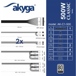 AKYGA Zasilacz ATX AK-C1-500 500W PRO SERIA Zasilac