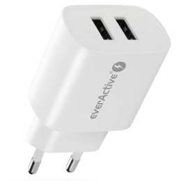 EverActive Ładowarka sieciowa 2X USB 2,4A 12W Biała