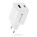 EverActive Ładowarka sieciowa GaN 1X USB, 1X USB-C 45W QC4+ PD Biała