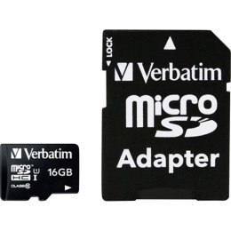 Verbatim Karta Micro SDHC 16GB Class10 UHS-I + Adapter