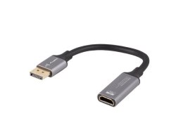 Lanberg Adapter Displayport(M)- HDMI(F)8K na kablu 20cm srebrny