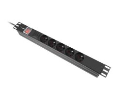 Lanberg Listwa zasilająca rack PDU 19 cali 1U 16A 5x230V 2m czarna C14