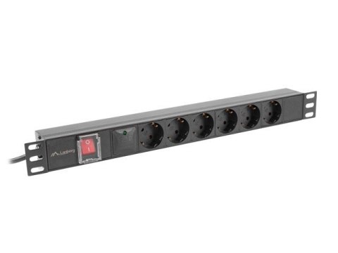 Lanberg Listwa zasilająca rack PDU 19 cali 1U 16A 6x230V schuko 2m czarna