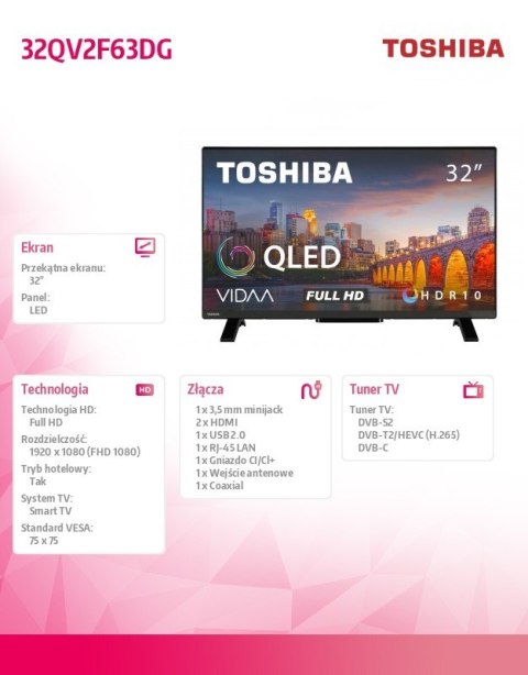 Toshiba Telewizor QLED 32 cale 32QV2F63DG