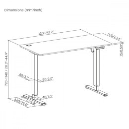 Maclean Biurko elektryczne Ergo Office ER-451 120x60 cm, regulacja 77-114cm wysokość