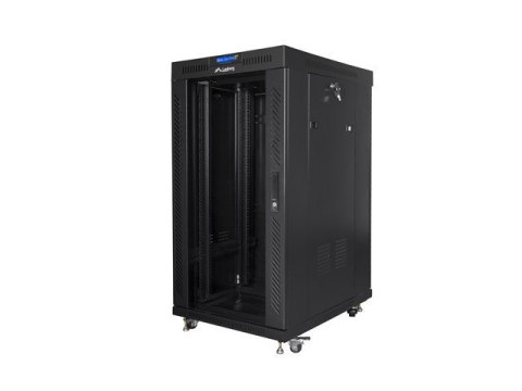 SZAFA INSTALACYJNA RACK STOJĄCA 19" 22U 600X800 CZARNA DRZWI SZKLANE LCD LANBERG (FLAT PACK) V2